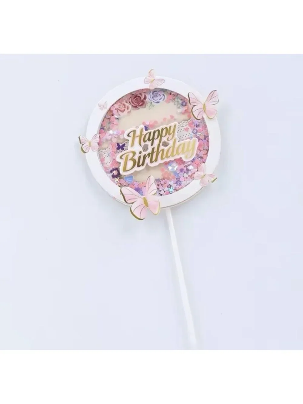 Butterfly Sequin Cake Topper Round NEW Confetti Birthday Decoration Party Pretty